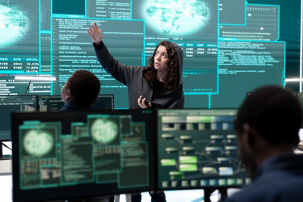 Cyber security specialist conducting cyber surveillance and threat detection