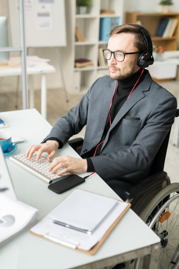 Businessman typing on computer