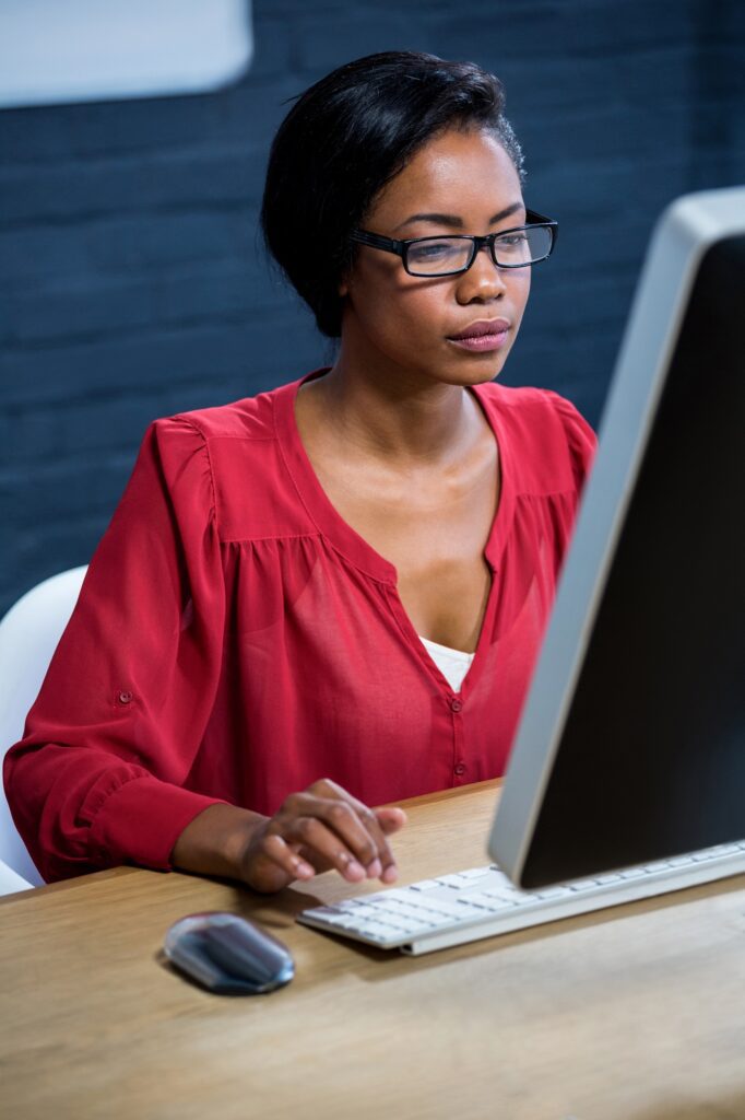 Woman working on computer