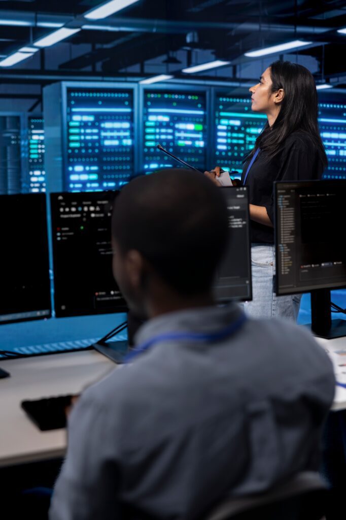 Manager in server hub using computer to find firewall misconfigurations