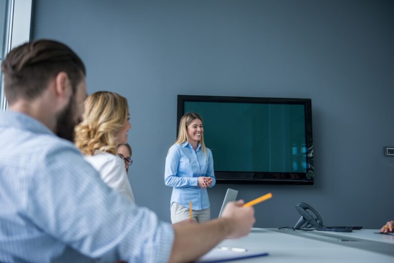 Meeting in a conference room