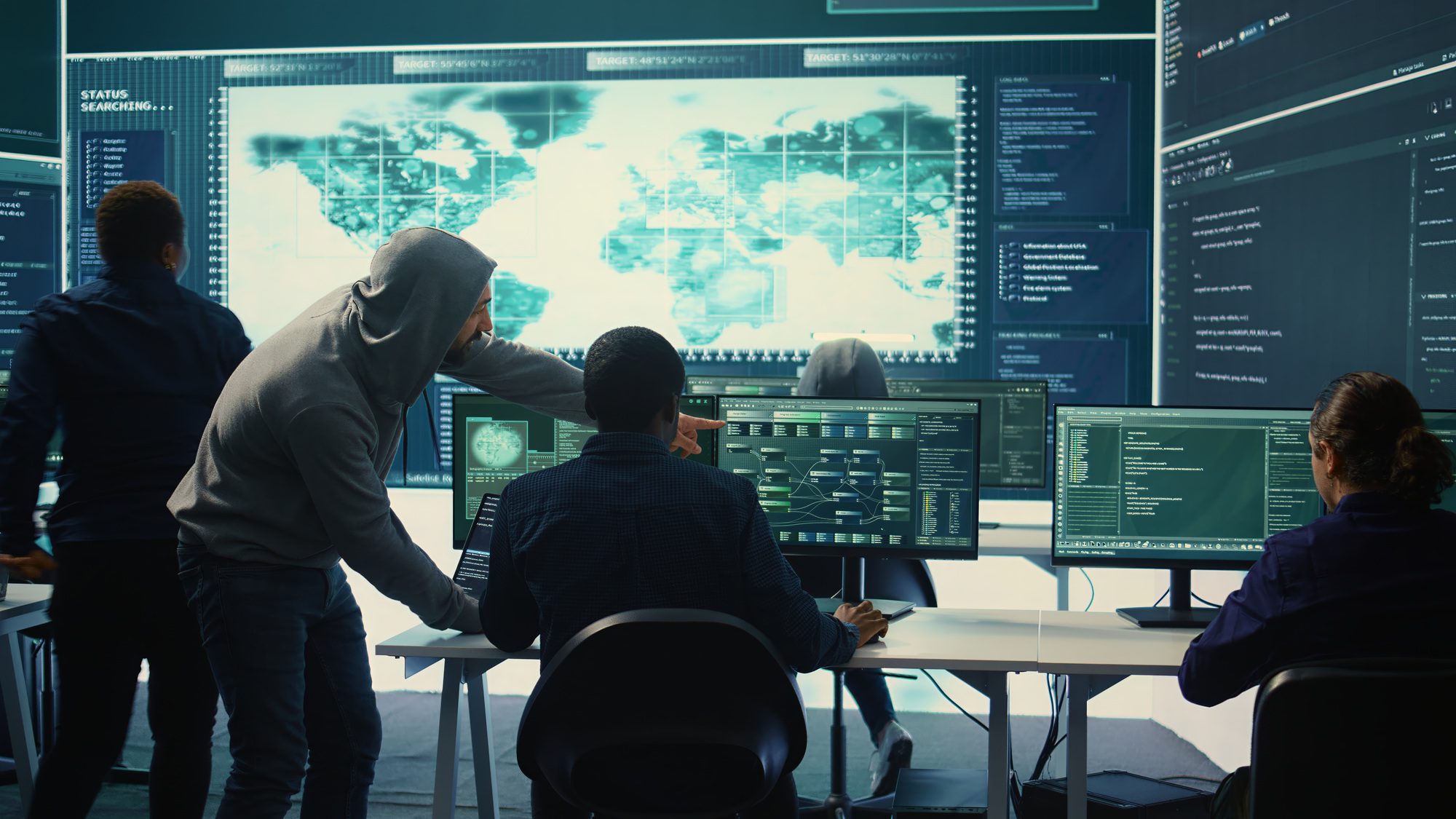 Cyber security team conducting cyber surveillance and threat detection